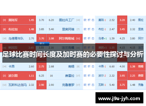 足球比赛时间长度及加时赛的必要性探讨与分析
